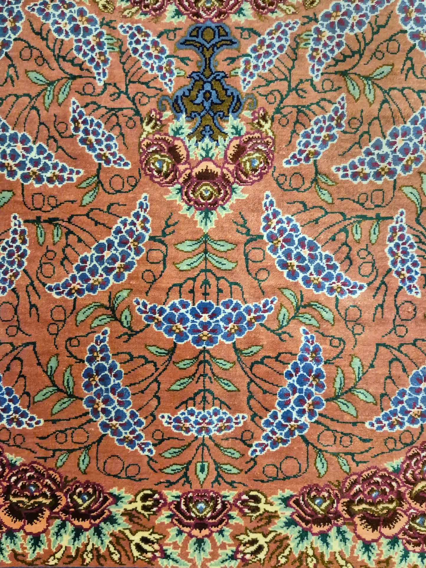 Ghom Seide Teppich Seide auf Seide signiert florales Medaillon