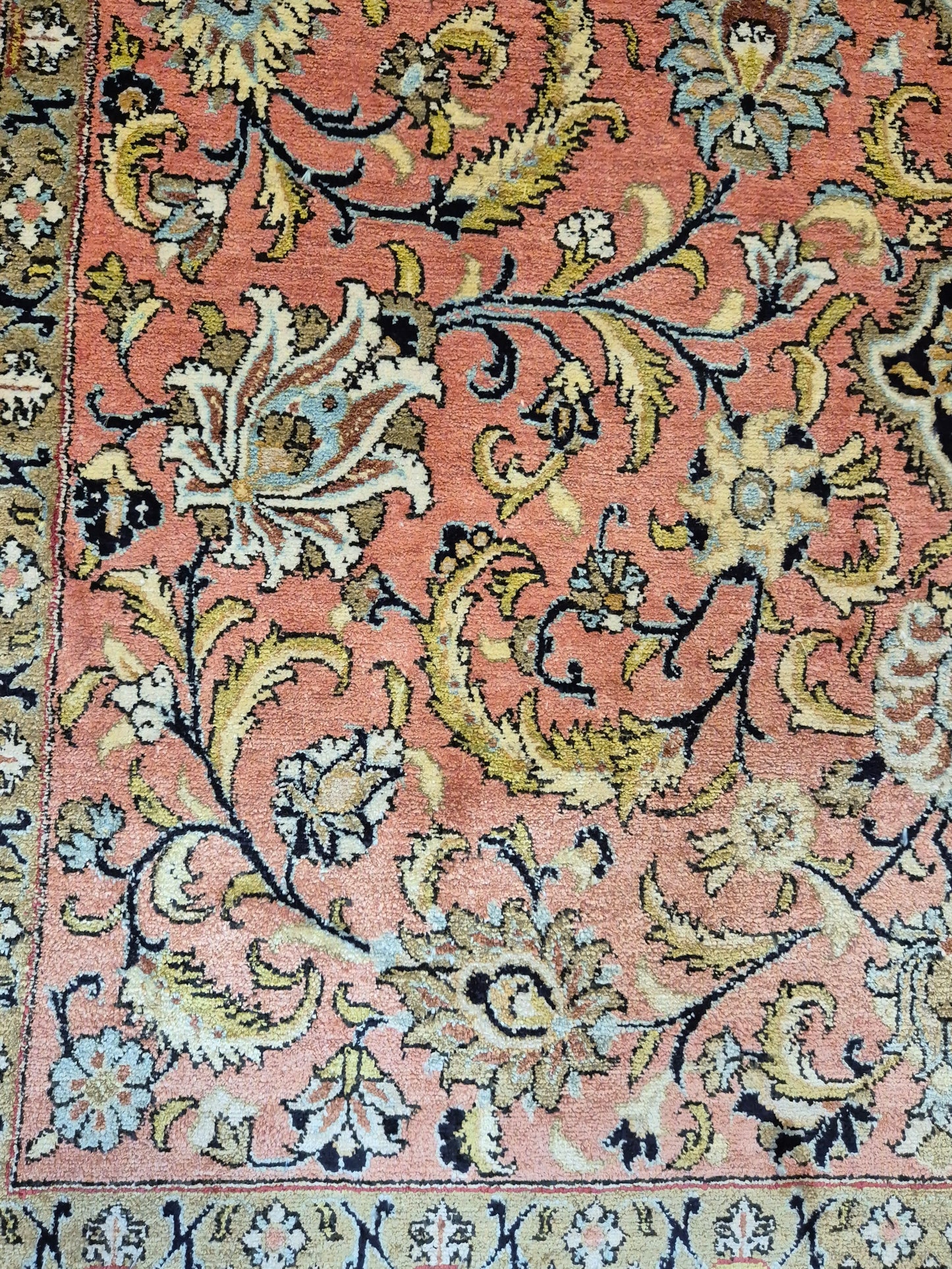 Ghom Seide Teppich Seide auf Seide florales Medaillon feine Knüpfung