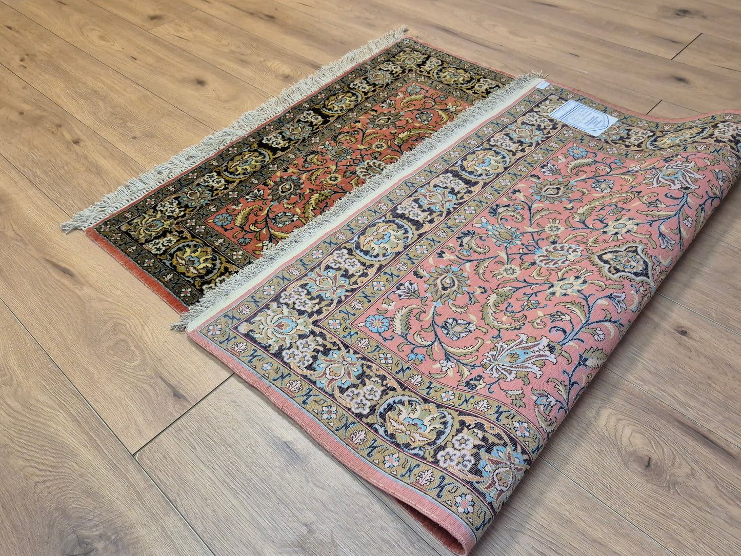 Ghom Seide Teppich Seide auf Seide florales Medaillon feine Knüpfung