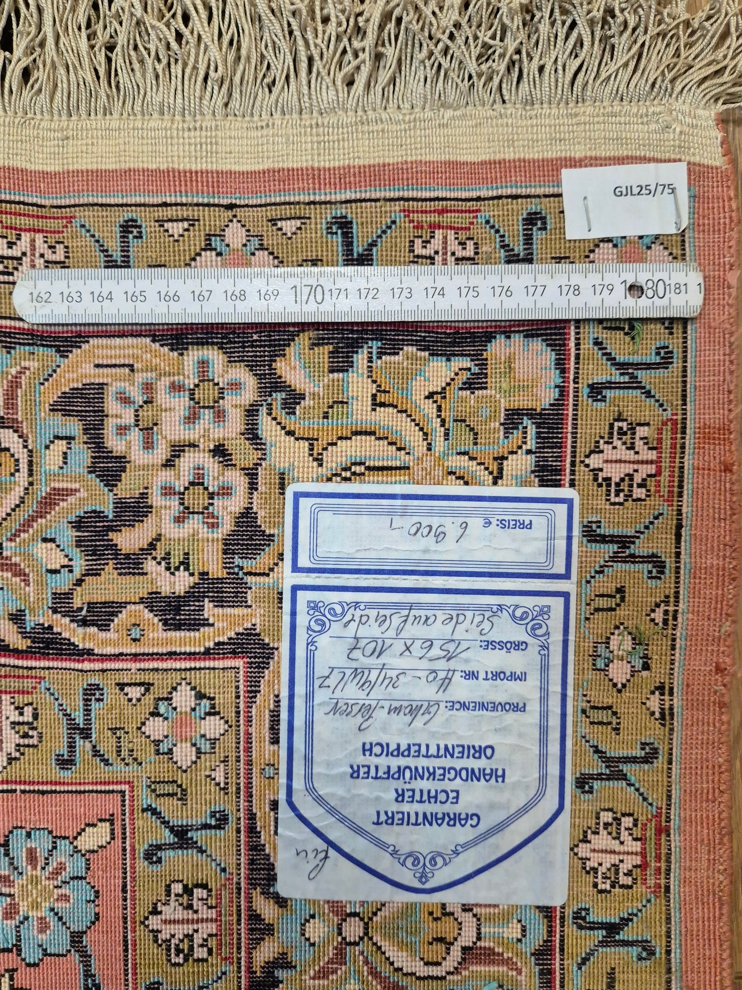 Ghom Seide Teppich Seide auf Seide florales Medaillon feine Knüpfung