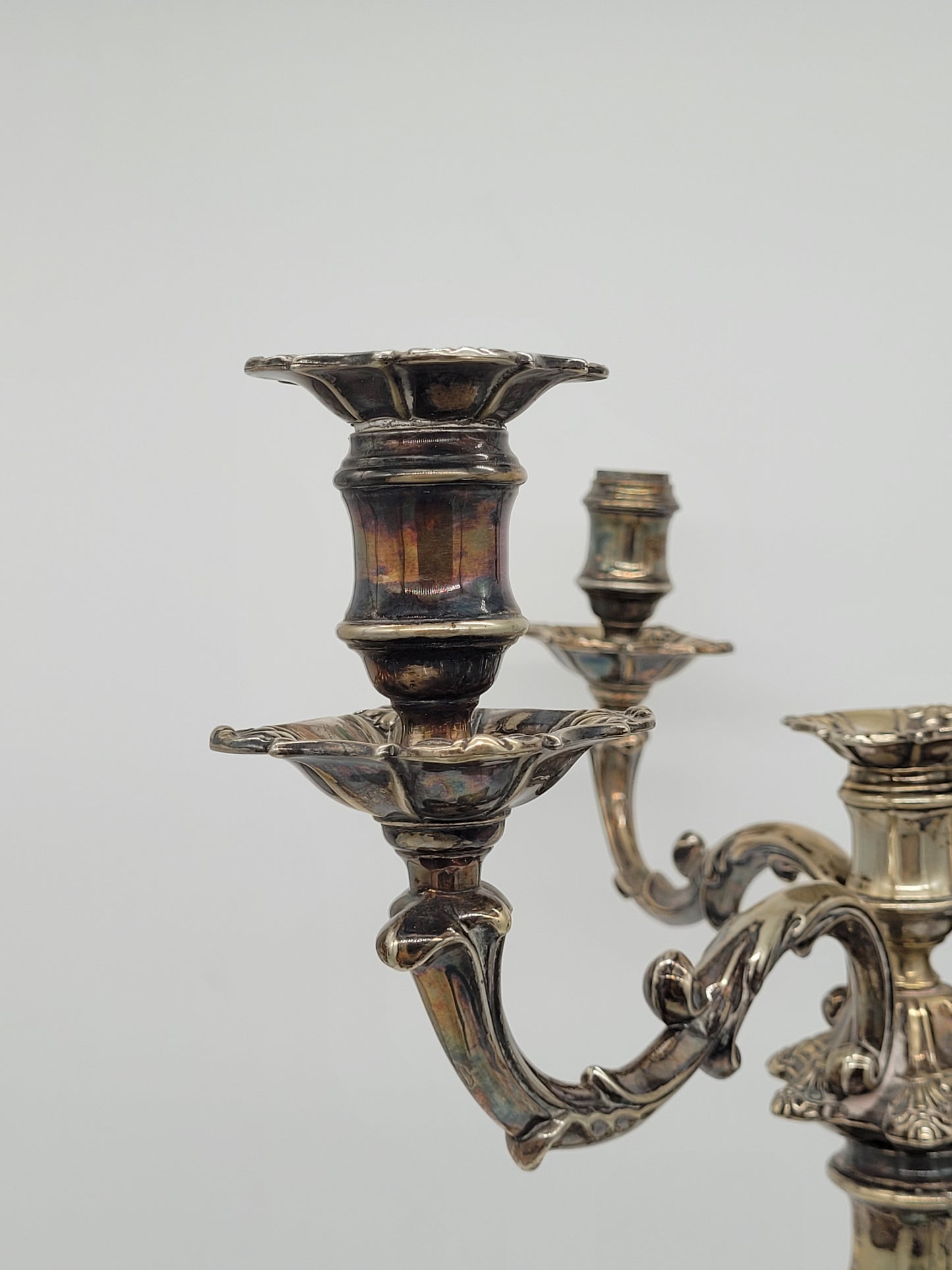 Kerzenständer Kerzenhalter Versilbert drei flammig im Antiken Stil Kandelaber