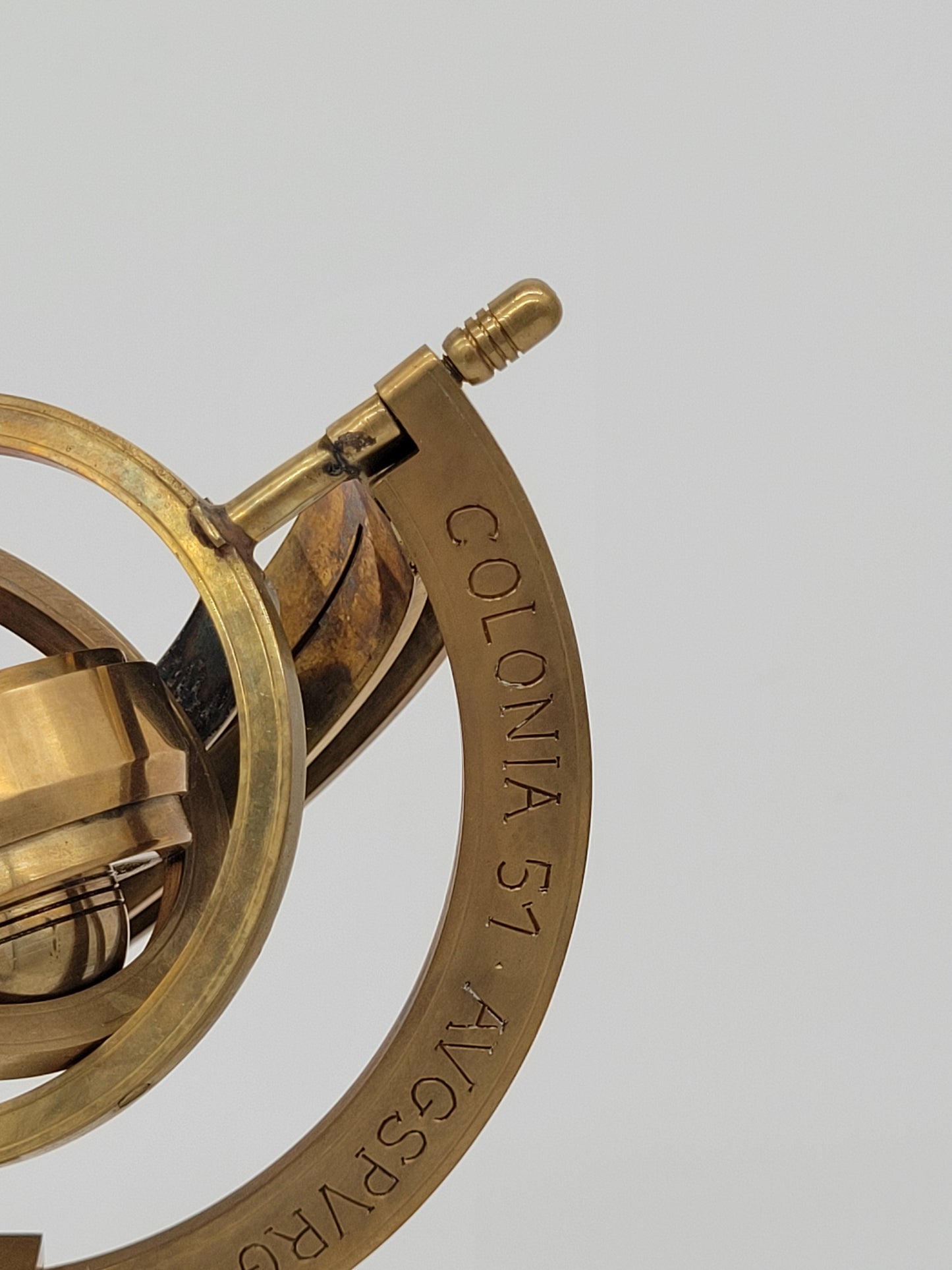 Messing Armillarsphäre Weltmaschine mit Kompass PG FACIBAT 1692 Vintage