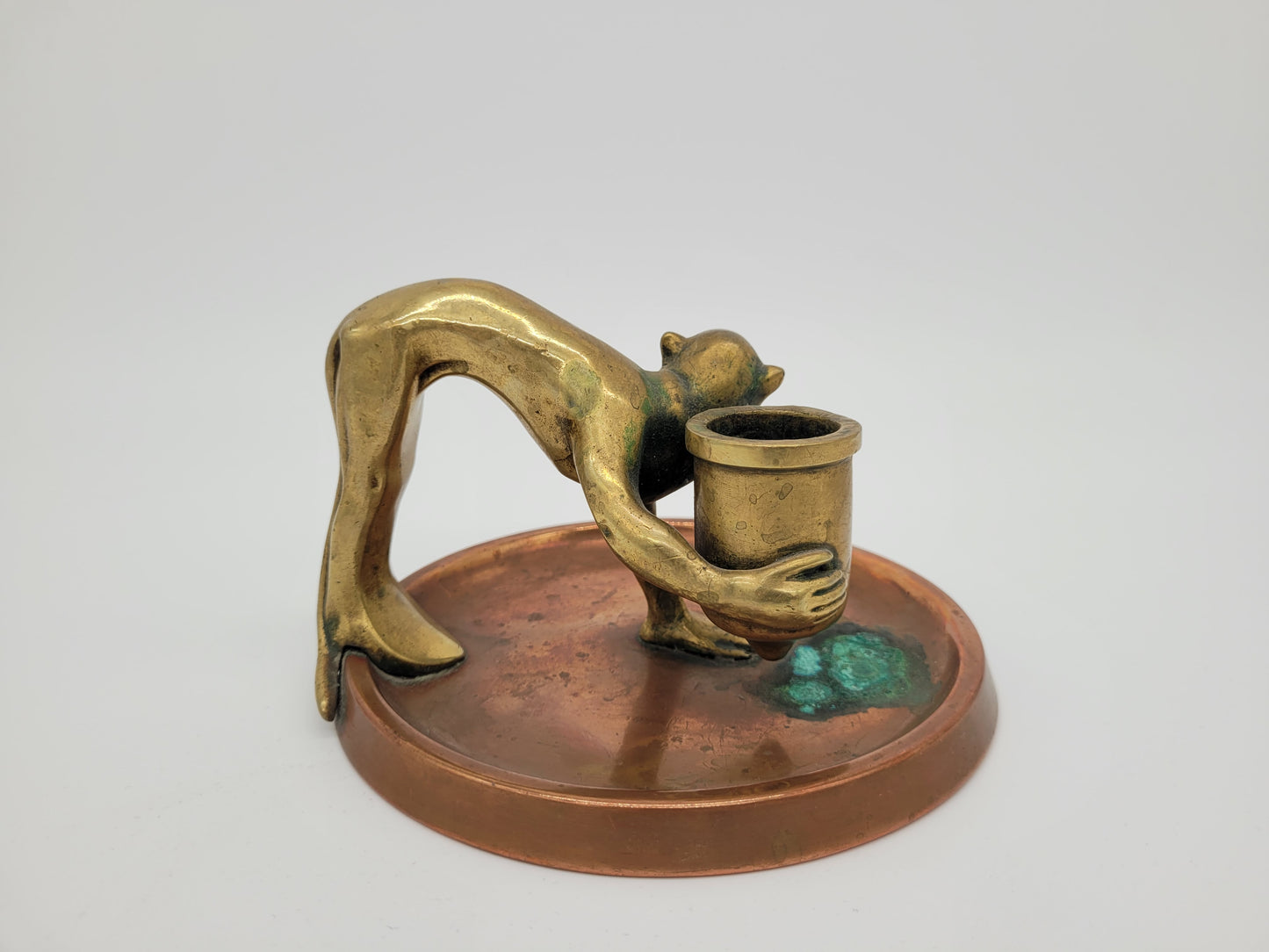 Kerzenständer Kerzenhalter Bronze Kupfer Figur eines Affen Vintage Dekoration