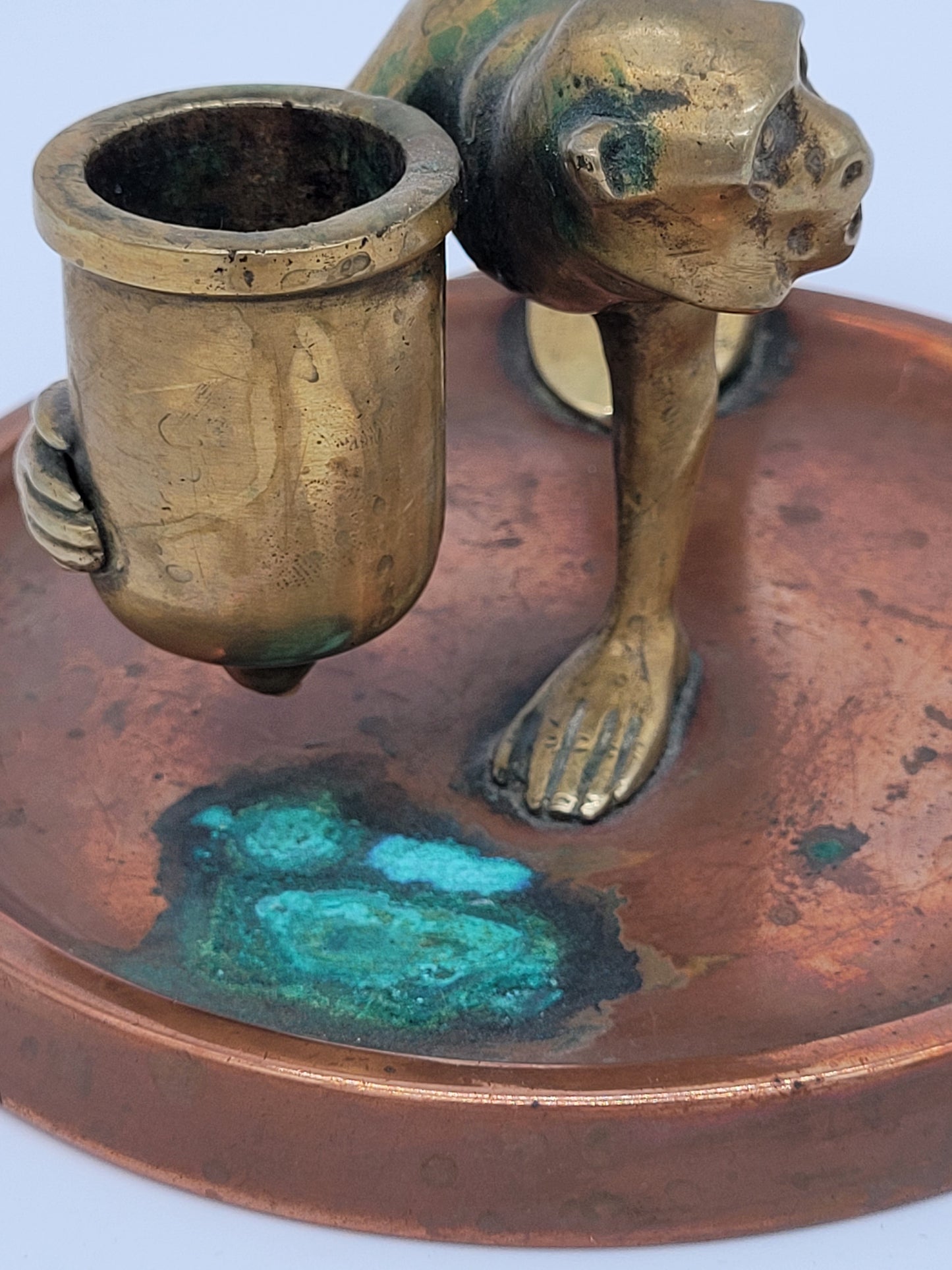 Kerzenständer Kerzenhalter Bronze Kupfer Figur eines Affen Vintage Dekoration