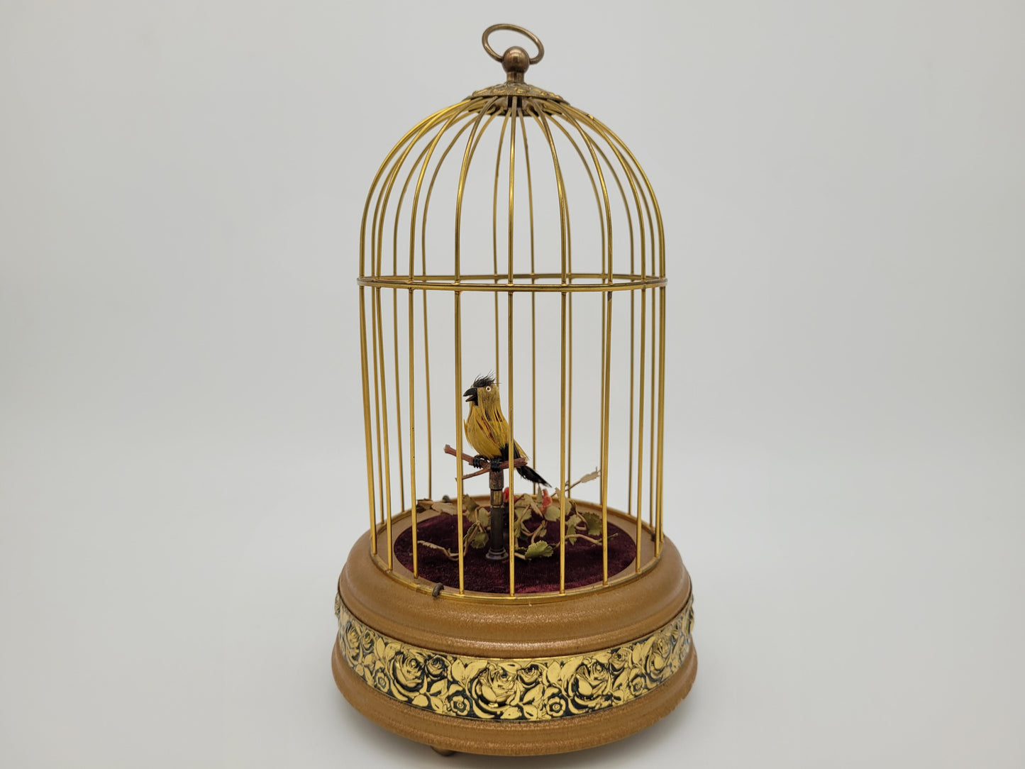 Singvogelautomat Spieluhr Griesbaum Singender Vogel im Käfig Vintage