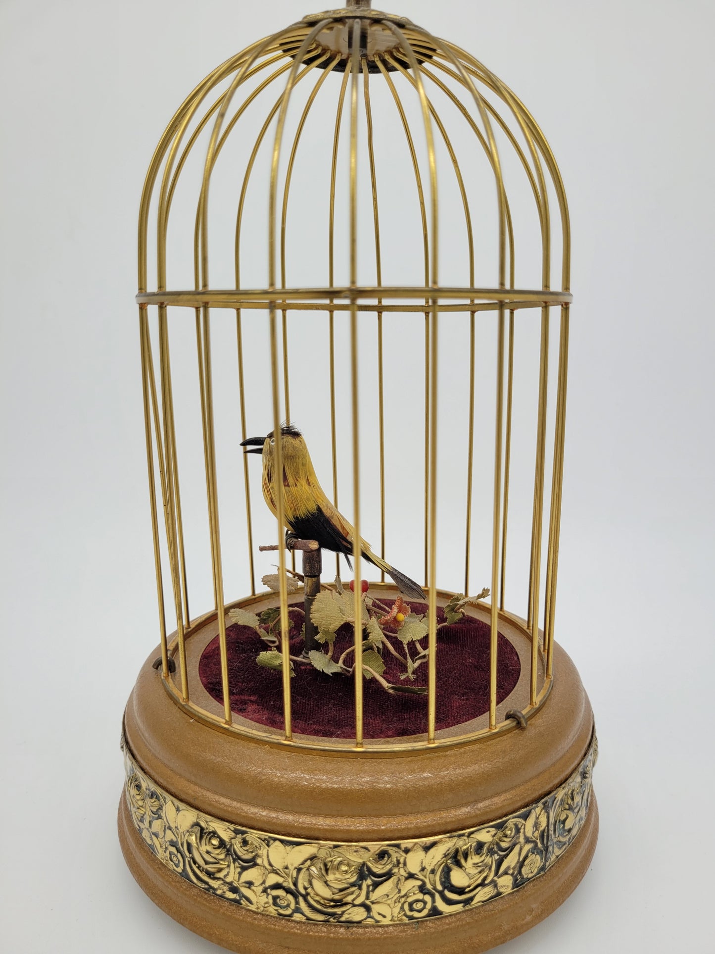 Singvogelautomat Spieluhr Griesbaum Singender Vogel im Käfig Vintage