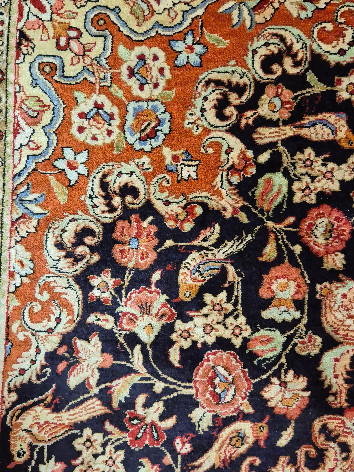 Ghom Seide Teppich Seide auf Seide florales Medaillon feine Knüpfung