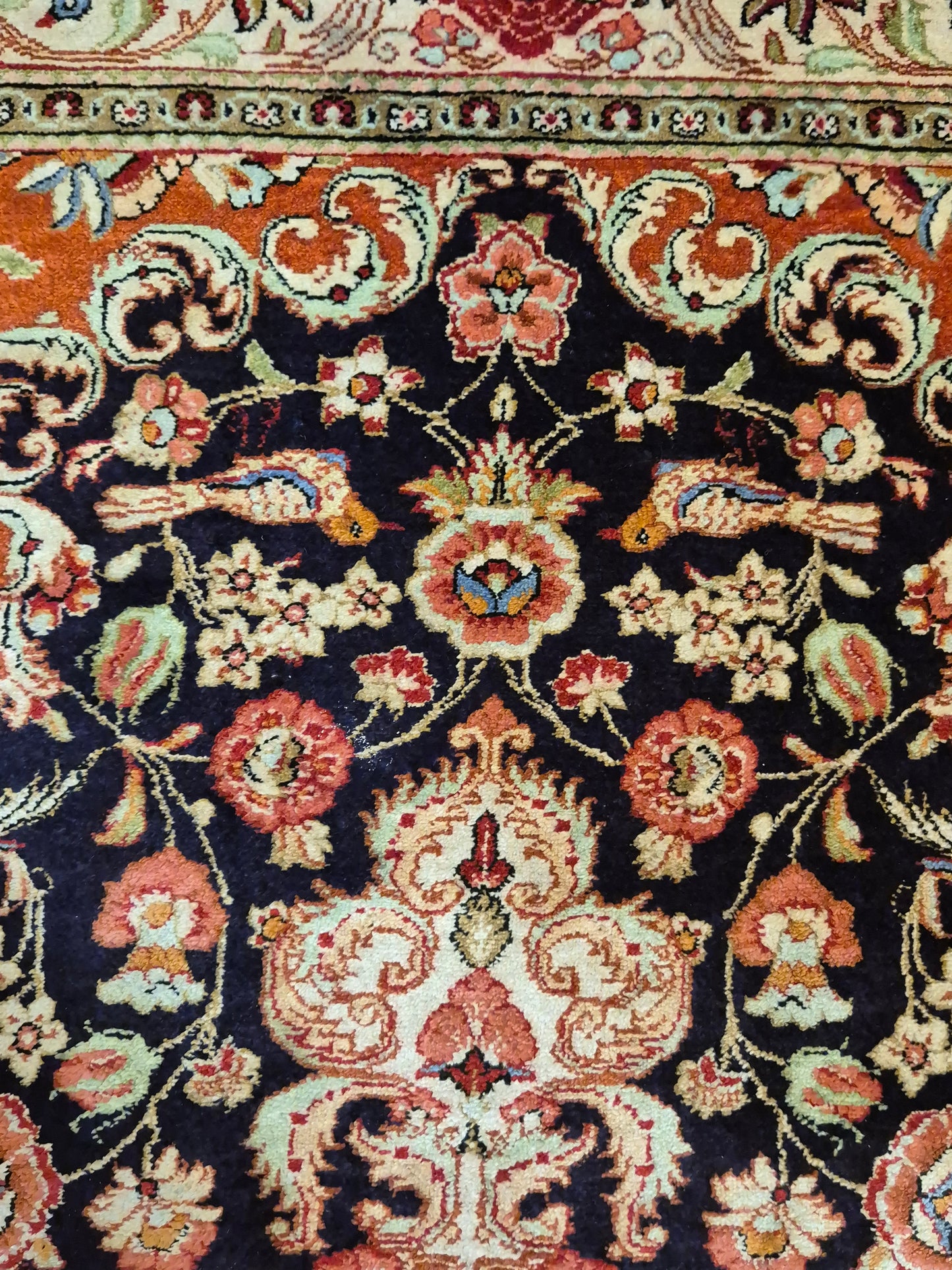 Ghom Seide Teppich Seide auf Seide florales Medaillon feine Knüpfung