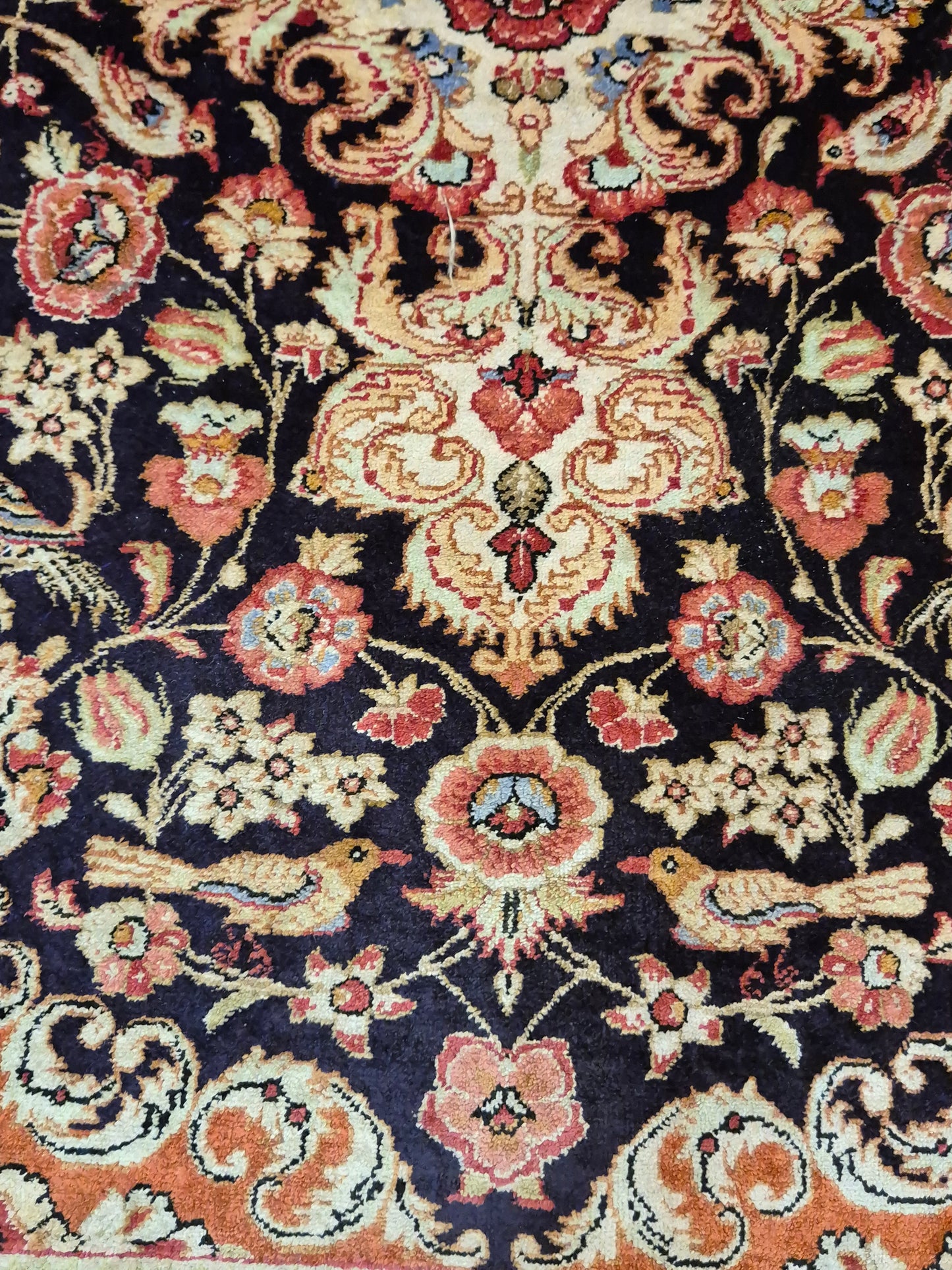 Ghom Seide Teppich Seide auf Seide florales Medaillon feine Knüpfung