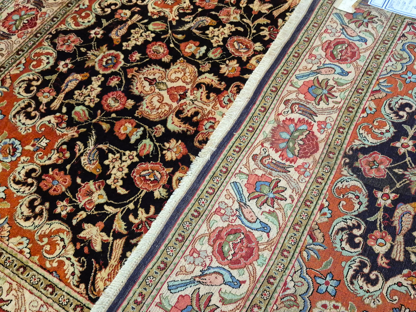 Ghom Seide Teppich Seide auf Seide florales Medaillon feine Knüpfung