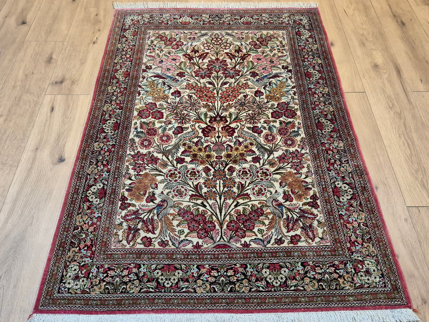 Ghom Seide Teppich Seide auf Seide Lebensbaum feine Knüpfung