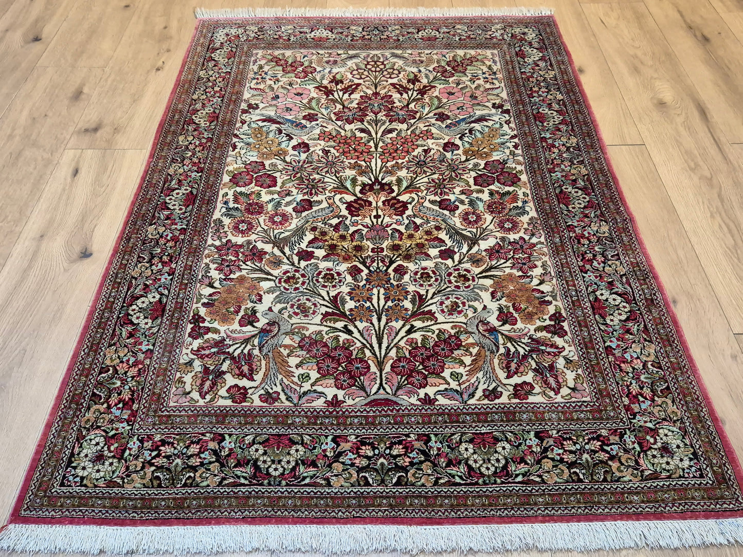 Ghom Seide Teppich Seide auf Seide Lebensbaum feine Knüpfung