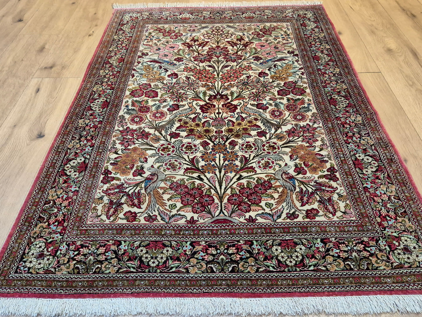 Ghom Seide Teppich Seide auf Seide Lebensbaum feine Knüpfung