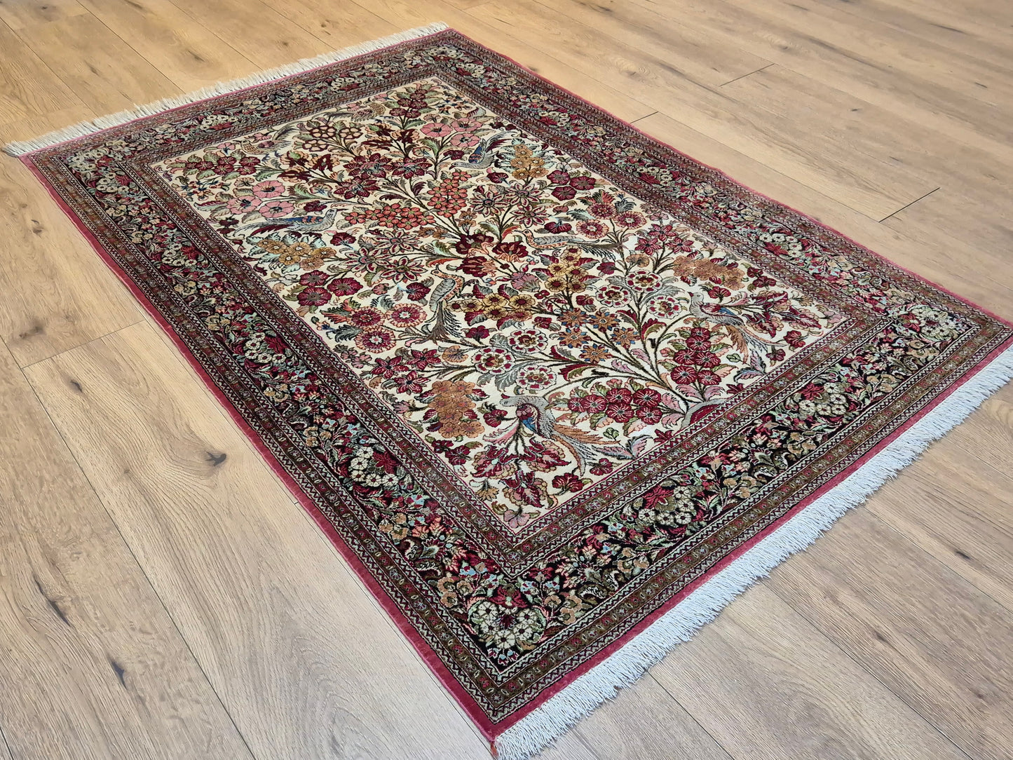 Ghom Seide Teppich Seide auf Seide Lebensbaum feine Knüpfung