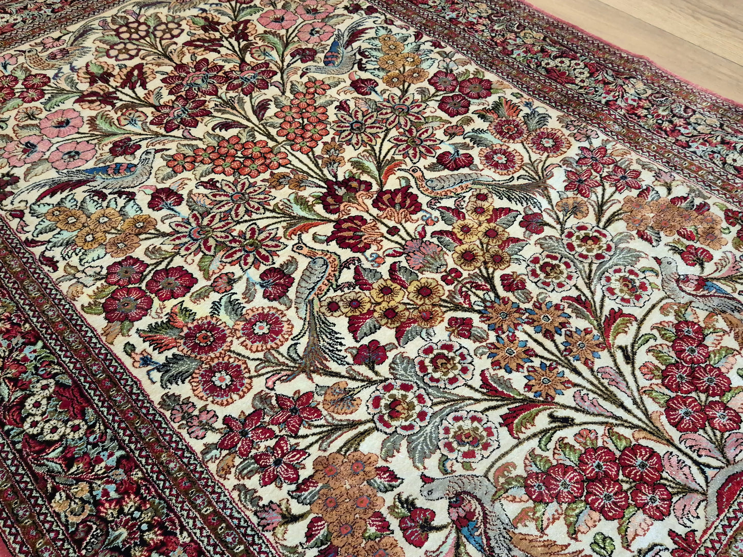 Ghom Seide Teppich Seide auf Seide Lebensbaum feine Knüpfung