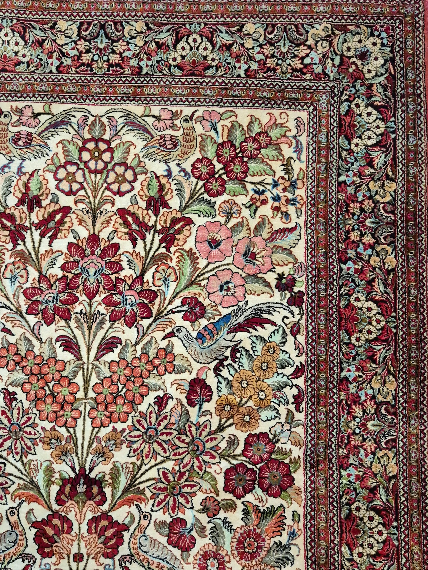 Ghom Seide Teppich Seide auf Seide Lebensbaum feine Knüpfung