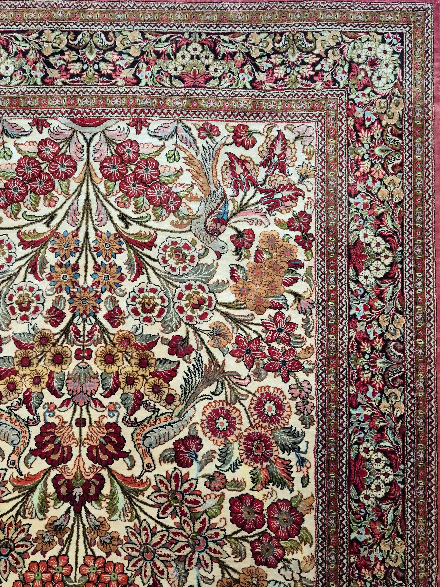 Ghom Seide Teppich Seide auf Seide Lebensbaum feine Knüpfung