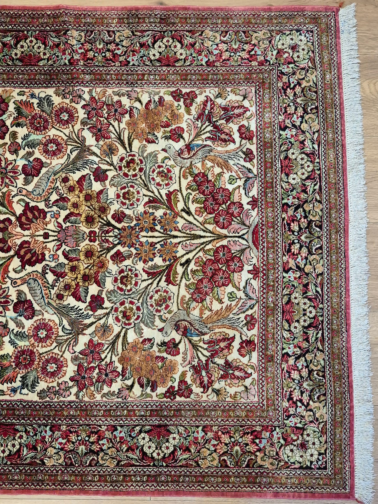 Ghom Seide Teppich Seide auf Seide Lebensbaum feine Knüpfung