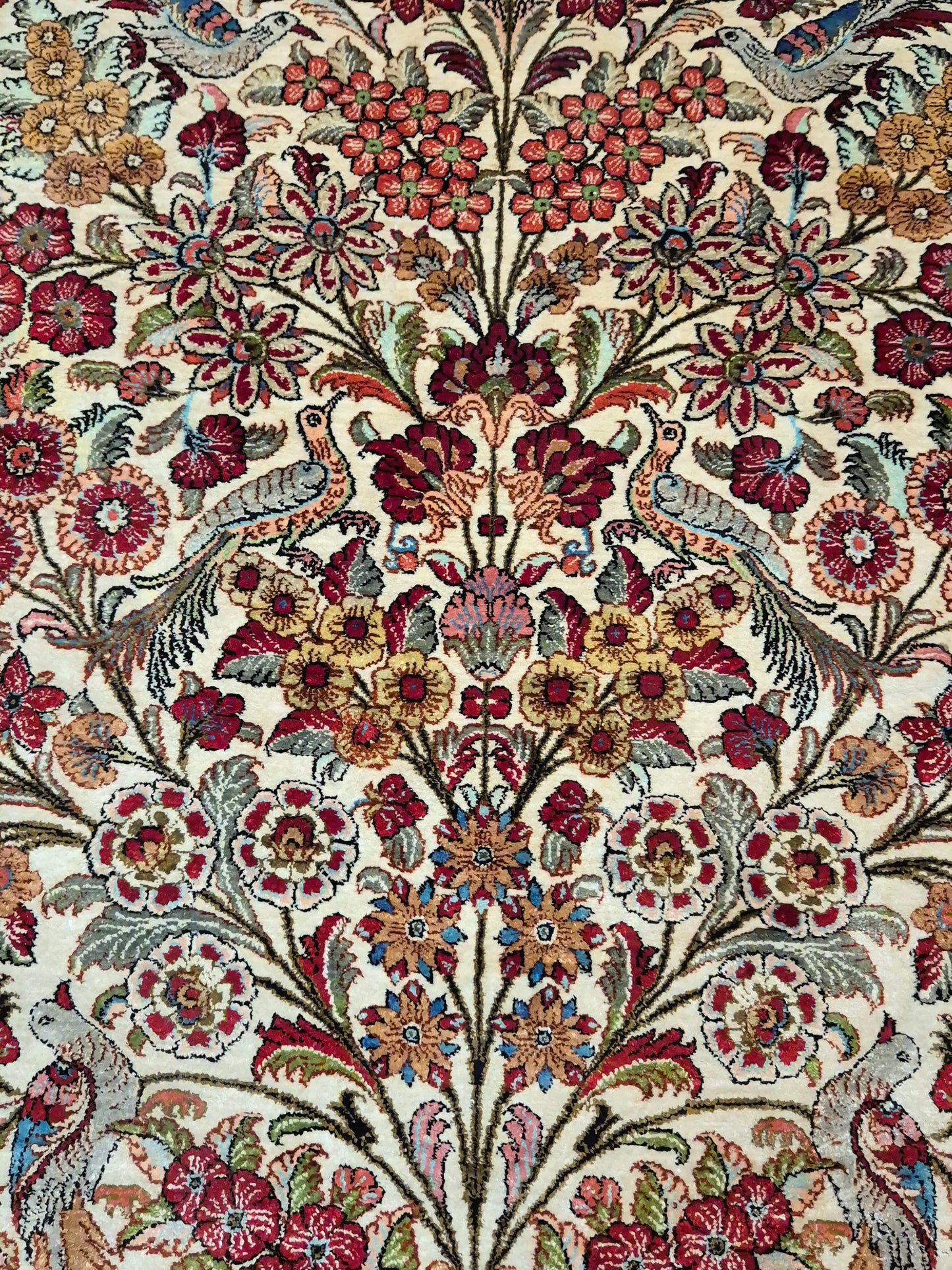 Ghom Seide Teppich Seide auf Seide Lebensbaum feine Knüpfung