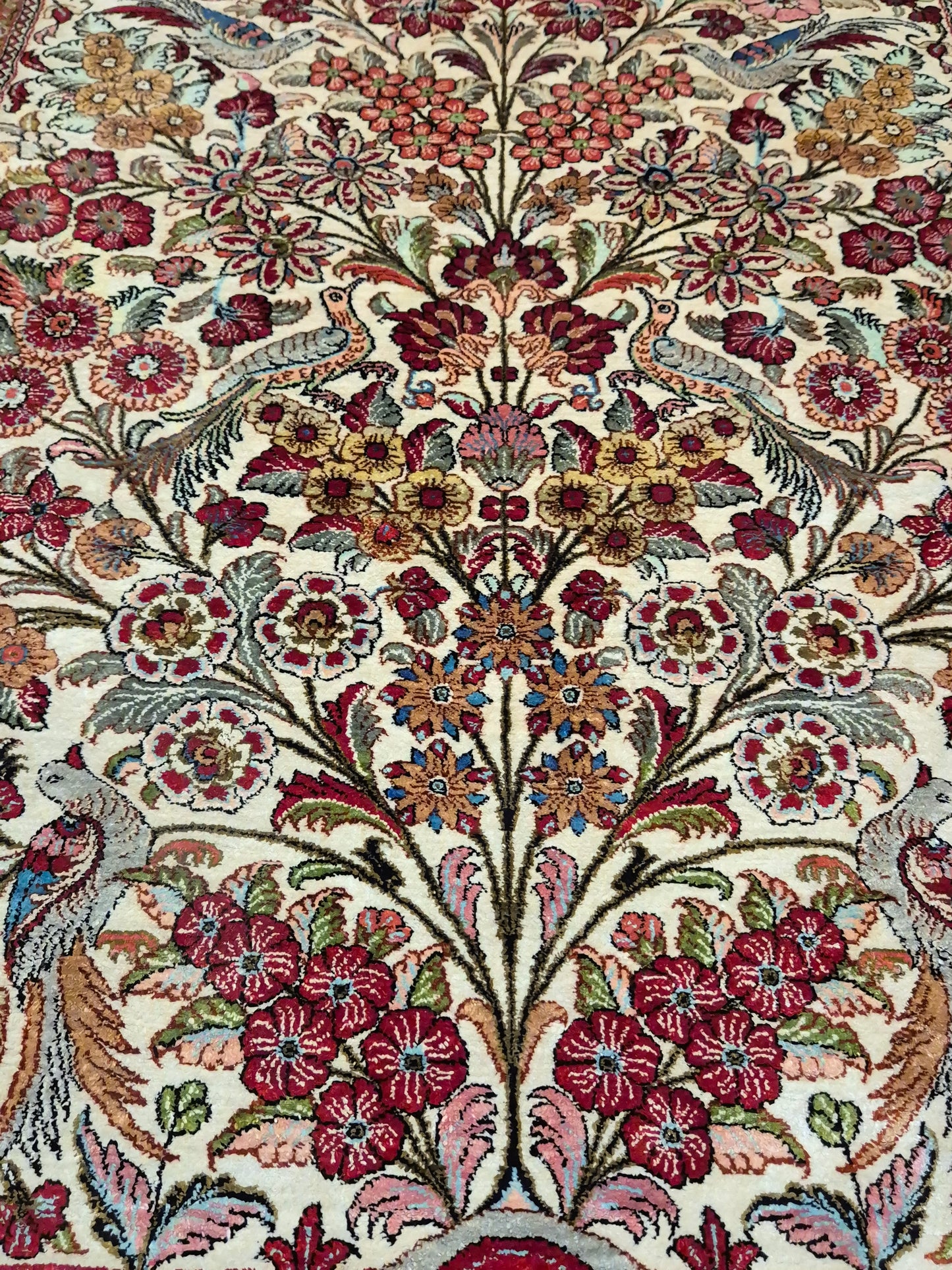 Ghom Seide Teppich Seide auf Seide Lebensbaum feine Knüpfung