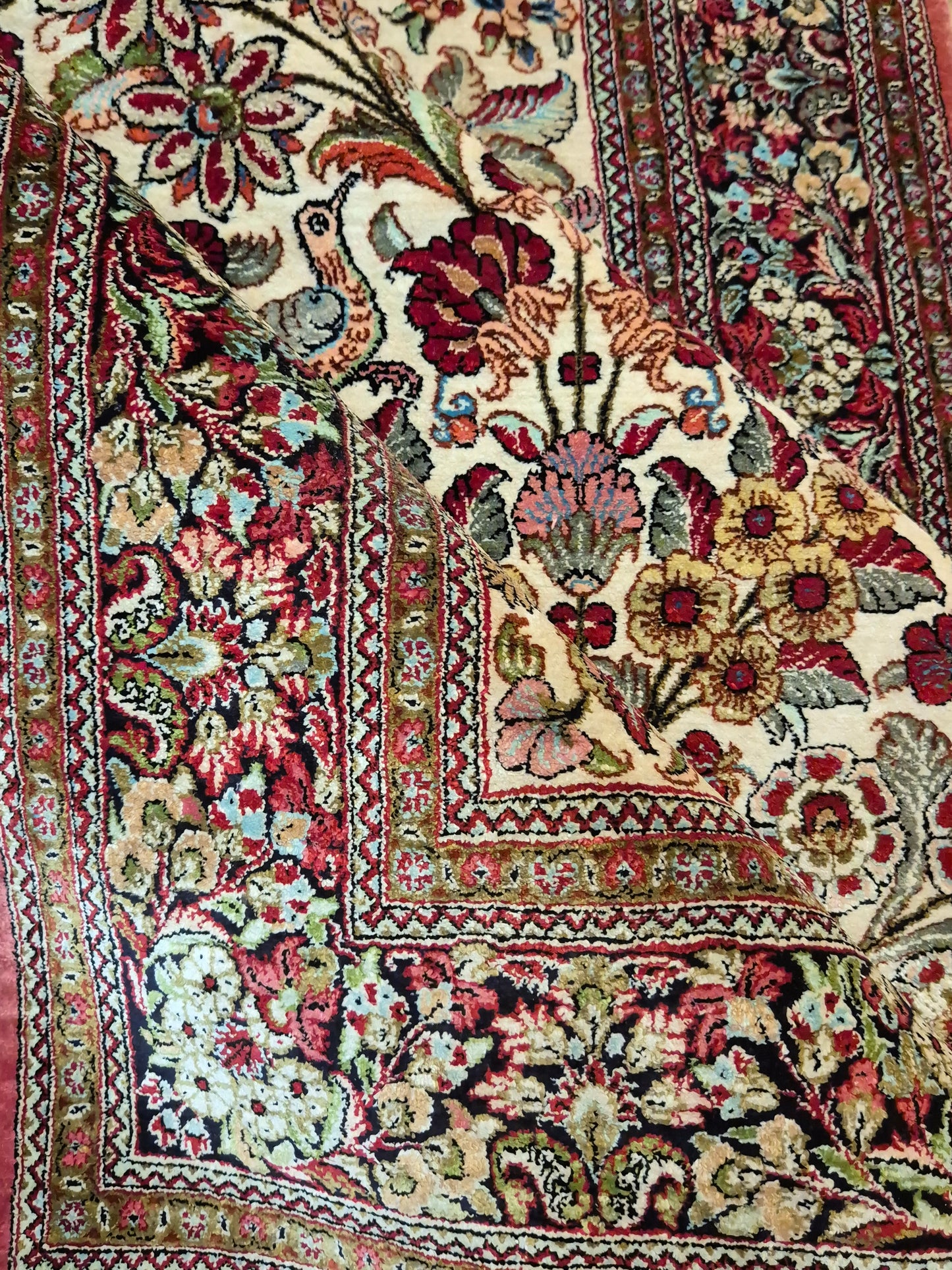 Ghom Seide Teppich Seide auf Seide Lebensbaum feine Knüpfung