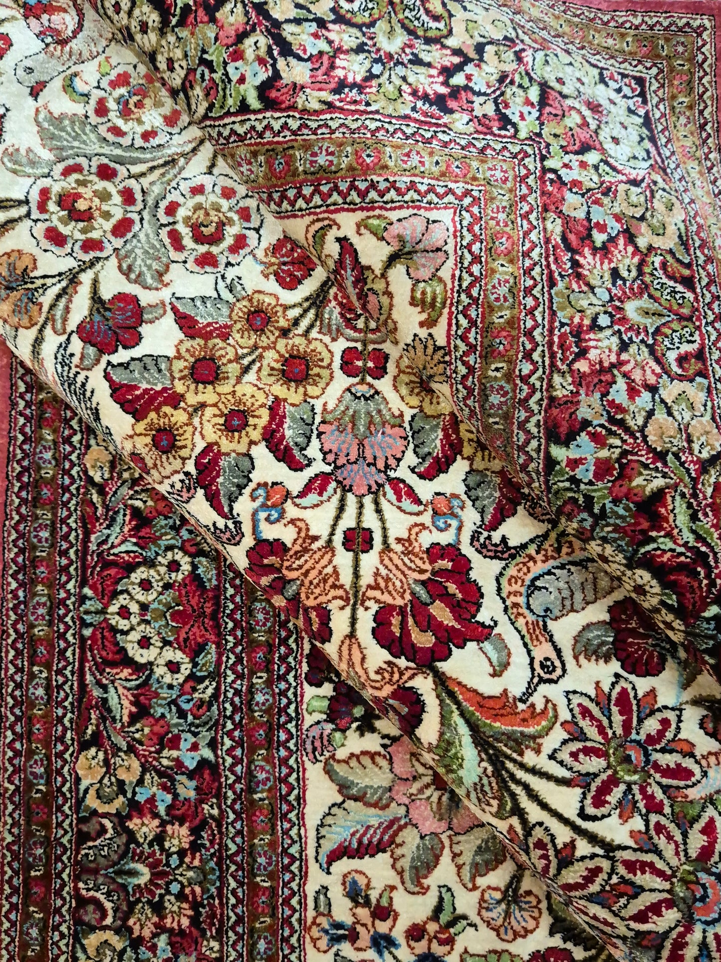 Ghom Seide Teppich Seide auf Seide Lebensbaum feine Knüpfung