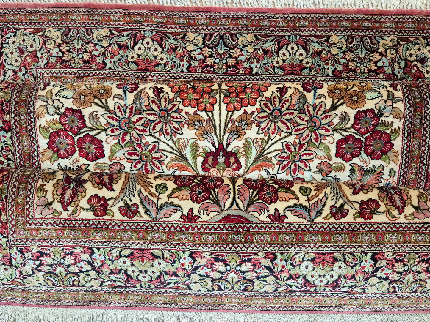 Ghom Seide Teppich Seide auf Seide Lebensbaum feine Knüpfung