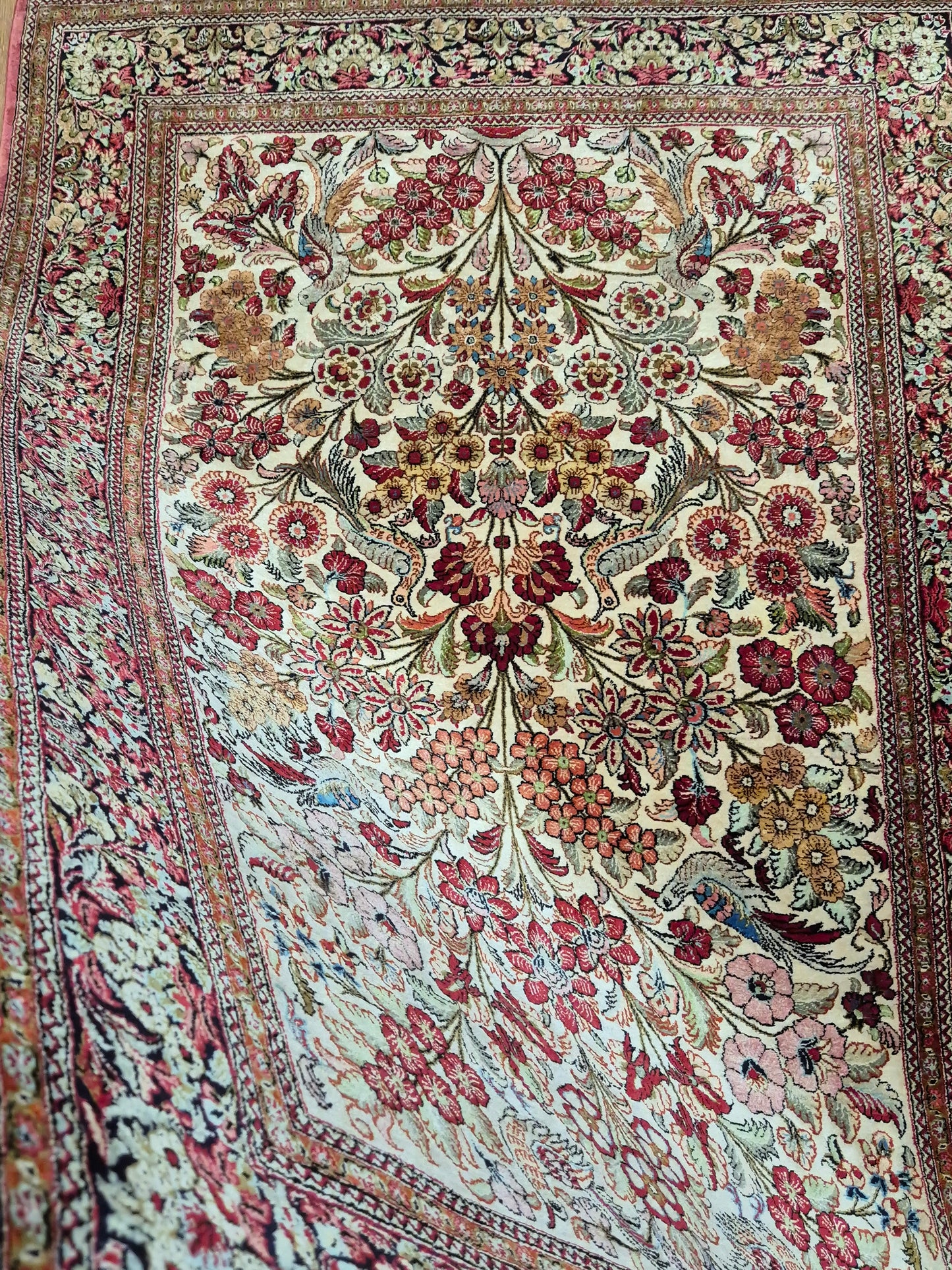 Ghom Seide Teppich Seide auf Seide Lebensbaum feine Knüpfung