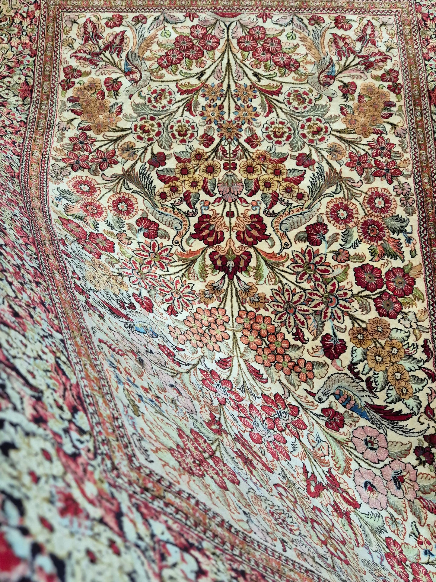 Ghom Seide Teppich Seide auf Seide Lebensbaum feine Knüpfung