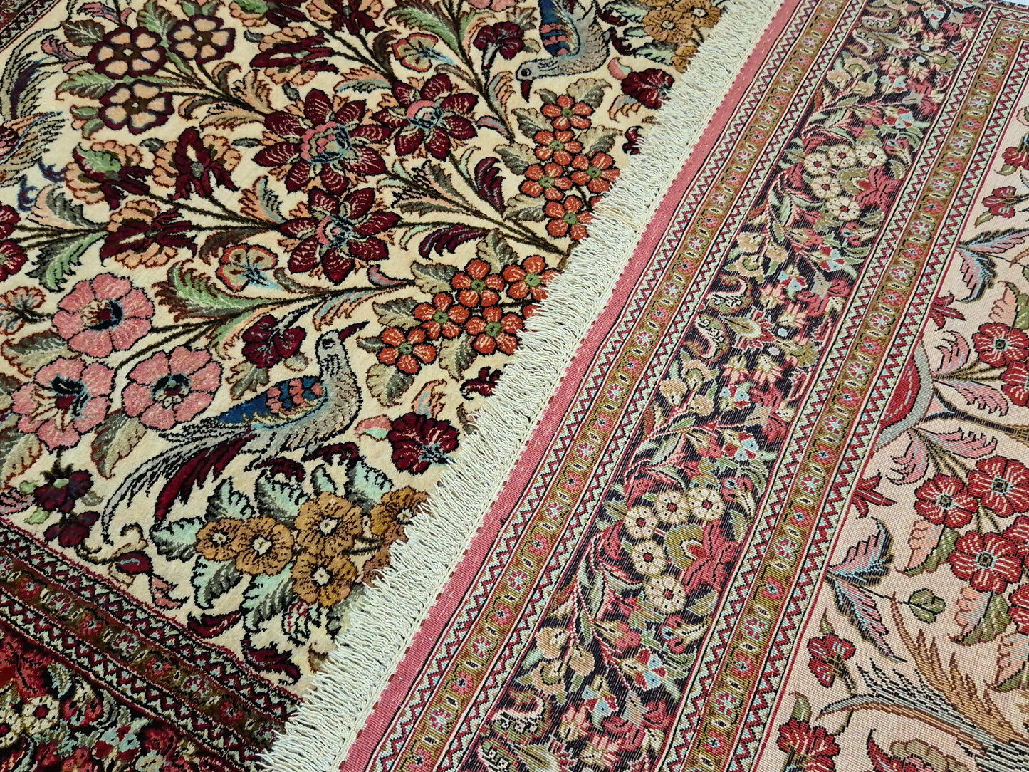 Ghom Seide Teppich Seide auf Seide Lebensbaum feine Knüpfung