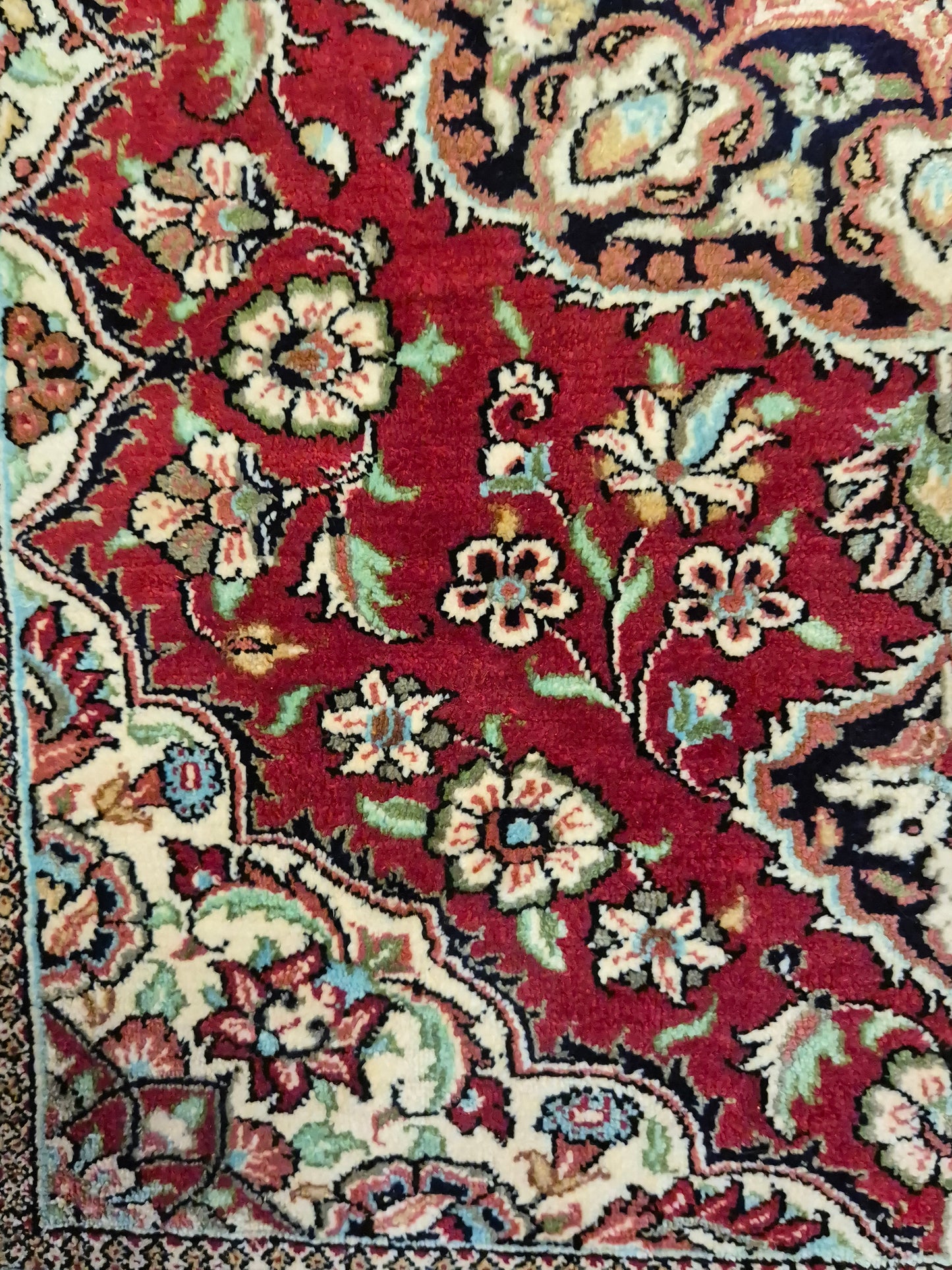 Ghom Seide Teppich Seide auf Seide Medaillon florales Muster