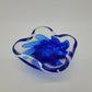 Glasschale Schale Murano-Stil Mundgeblasen signiert 1988 Blaue Blüte Vintage