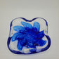 Glasschale Schale Murano-Stil Mundgeblasen signiert 1988 Blaue Blüte Vintage