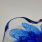 Glasschale Schale Murano-Stil Mundgeblasen signiert 1988 Blaue Blüte Vintage