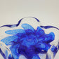 Glasschale Schale Murano-Stil Mundgeblasen signiert 1988 Blaue Blüte Vintage
