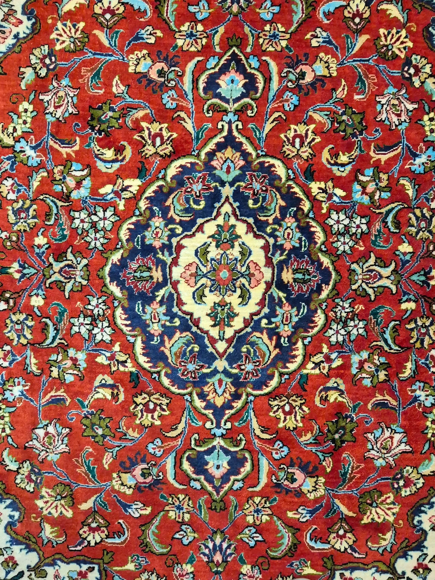 Ghom Teppich Seide auf Seide Medaillon feine Knüpfung