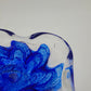 Glasschale Schale Murano-Stil Mundgeblasen signiert 1988 Blaue Blüte Vintage