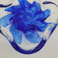 Glasschale Schale Murano-Stil Mundgeblasen signiert 1988 Blaue Blüte Vintage