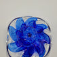 Glasschale Schale Murano-Stil Mundgeblasen signiert 1988 Blaue Blüte Vintage