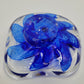 Glasschale Schale Murano-Stil Mundgeblasen signiert 1988 Blaue Blüte Vintage