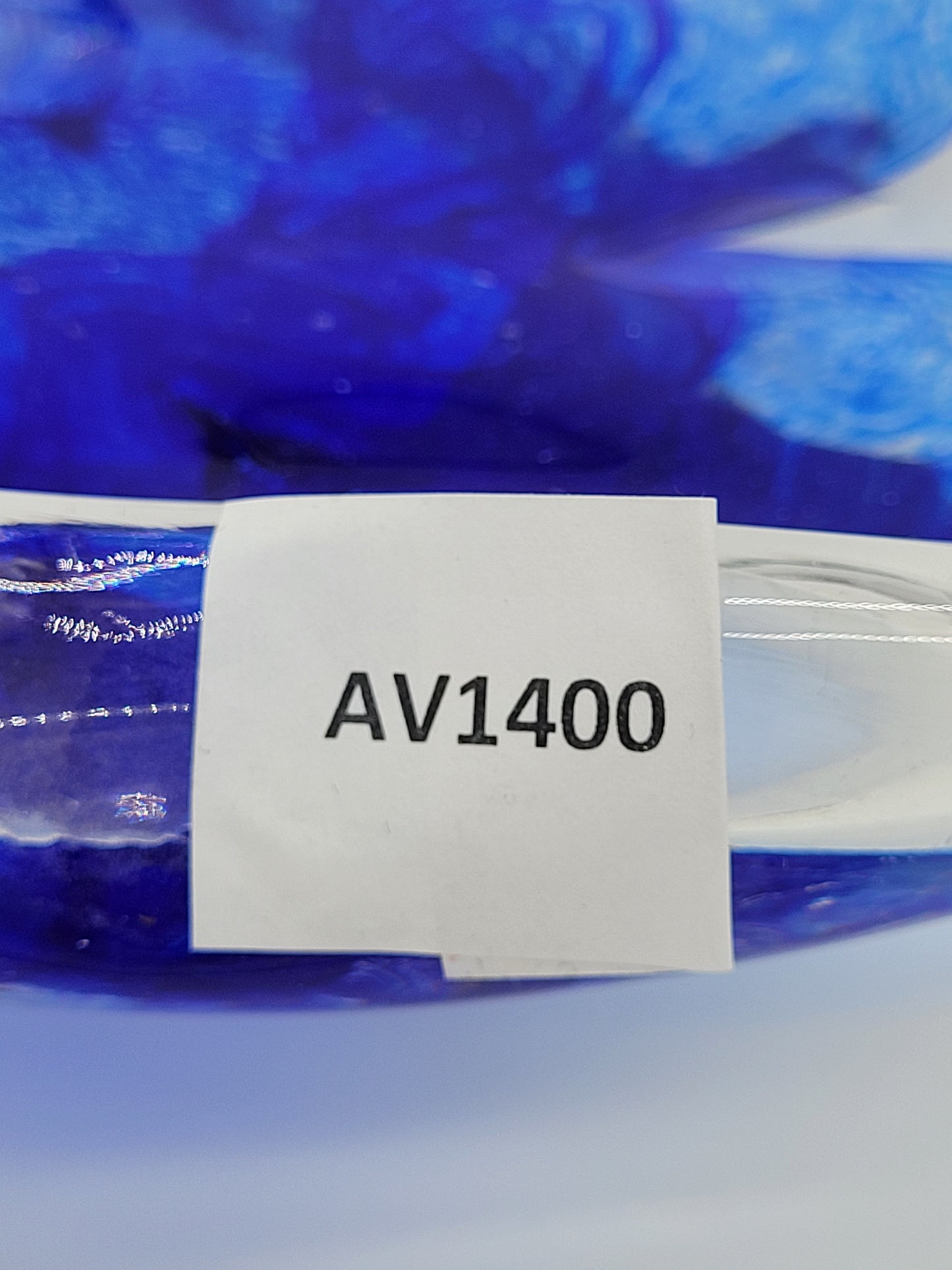 Glasschale Schale Murano-Stil Mundgeblasen signiert 1988 Blaue Blüte Vintage