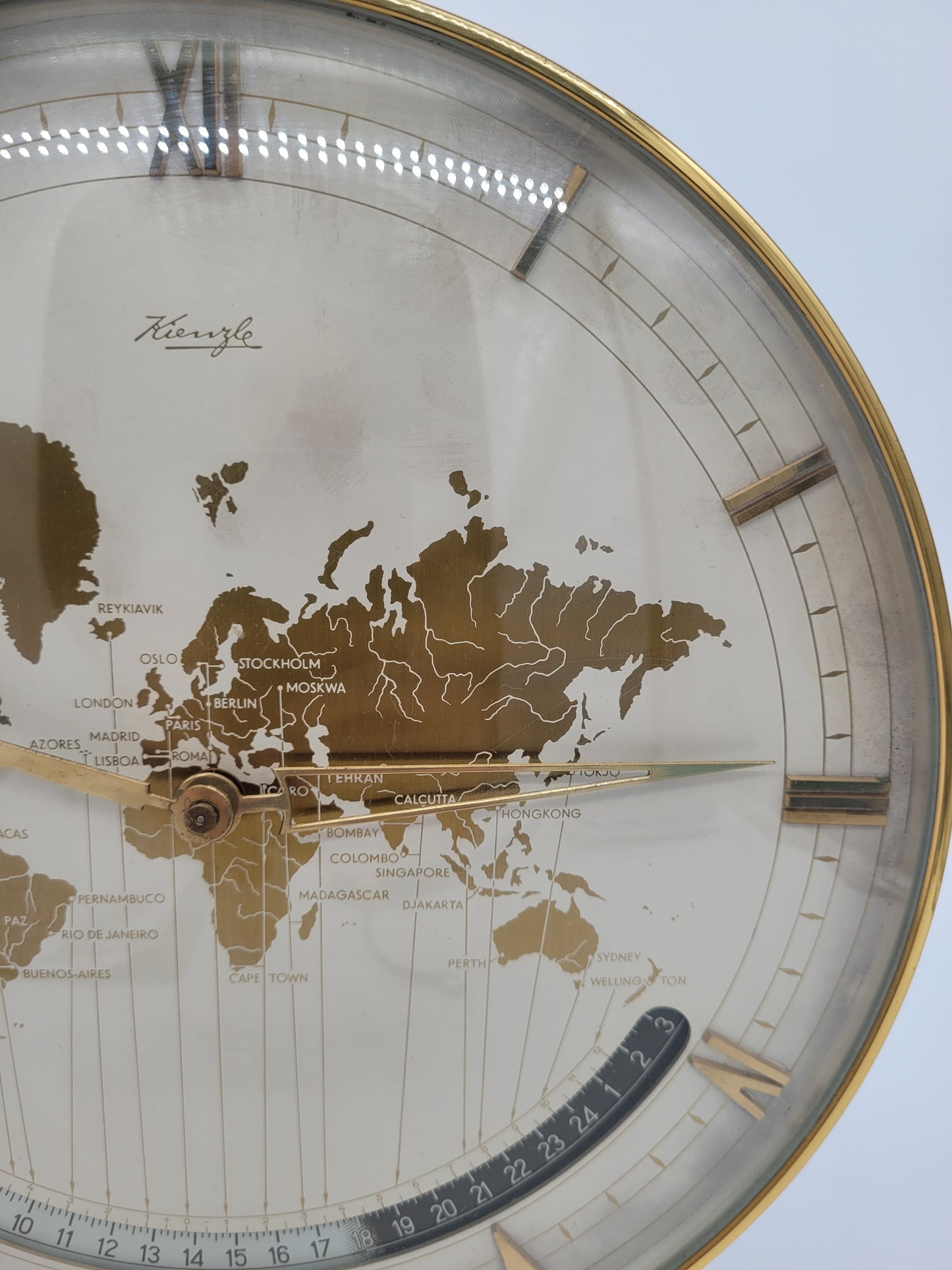 Uhr Tischuhr Kienzle Weltenuhr Mid-Century Vintage