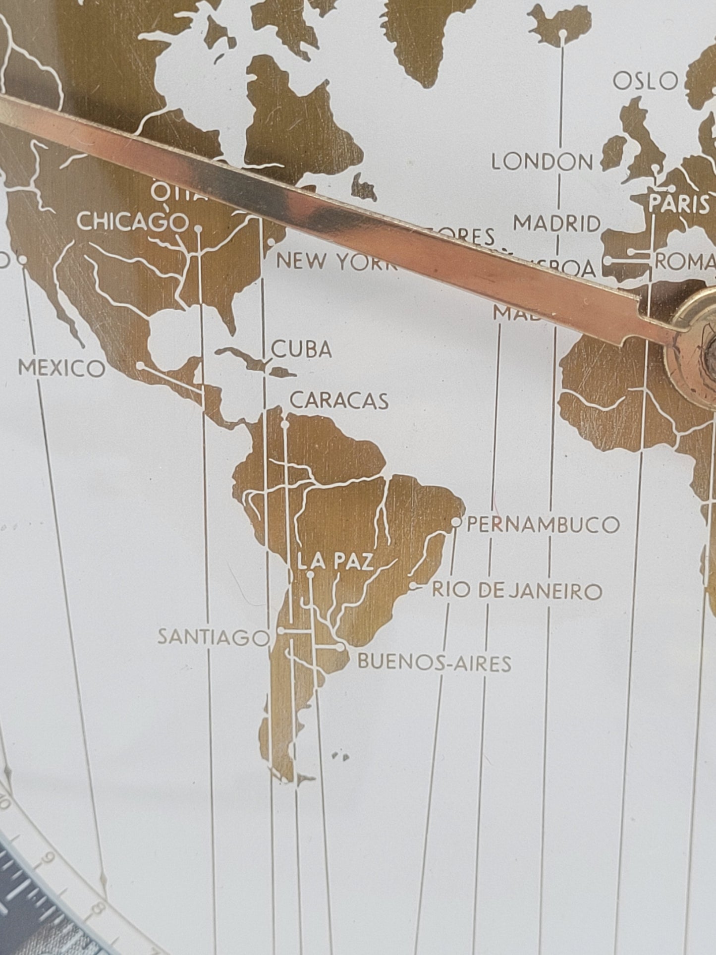 Uhr Tischuhr Kienzle Weltenuhr Mid-Century Vintage