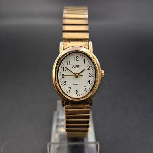 JUST Damen Uhr – Klassischer Stil mit goldfarbenem Flexband