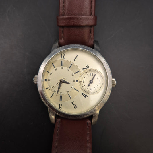 TCM Herren Uhr – Dual-Zeit Anzeige mit Edelstahlgehäuse