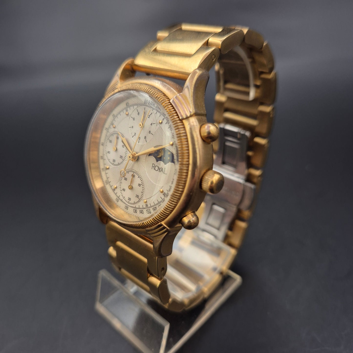 Royal Herren Uhr – Chronograph mit Mondphase in Goldoptik