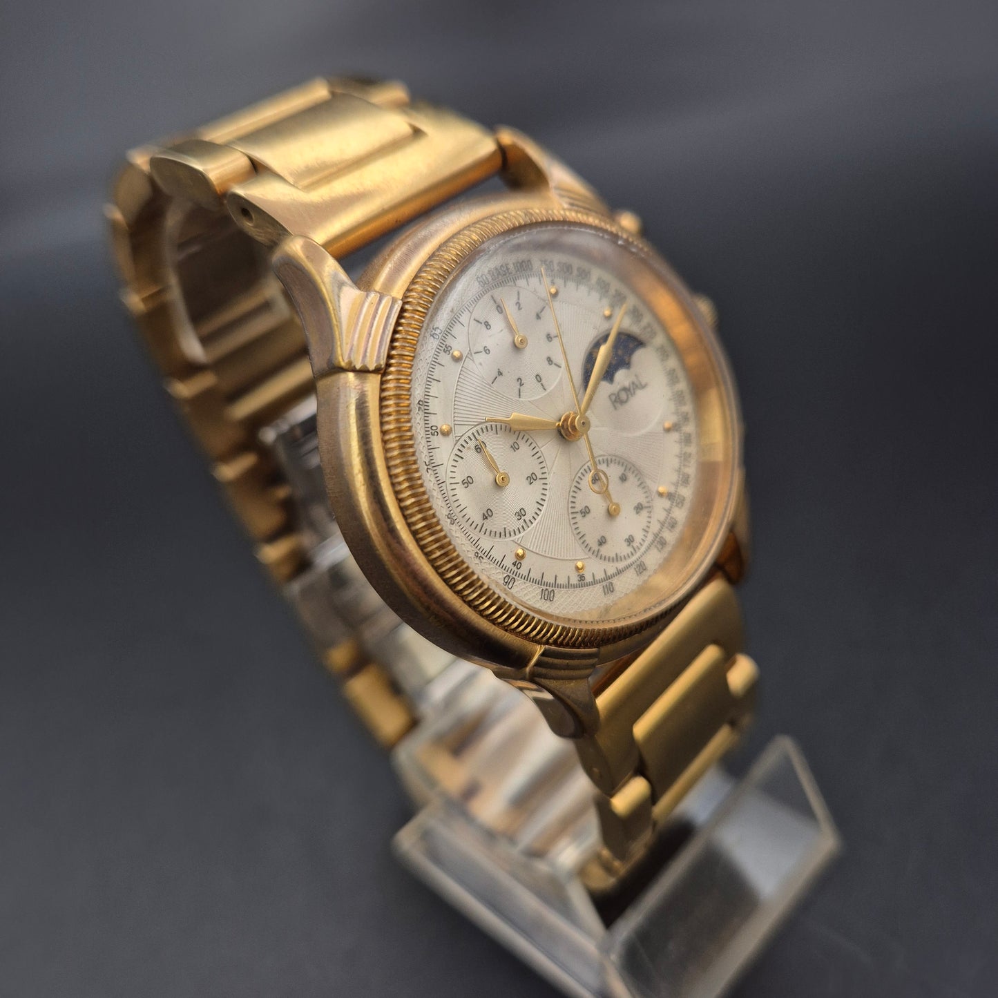 Royal Herren Uhr – Chronograph mit Mondphase in Goldoptik