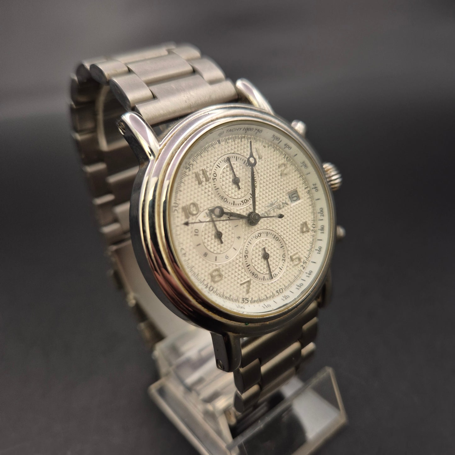 Herren Uhr – Edelstahl Chronograph mit Tachymeter & Datumsanzeige