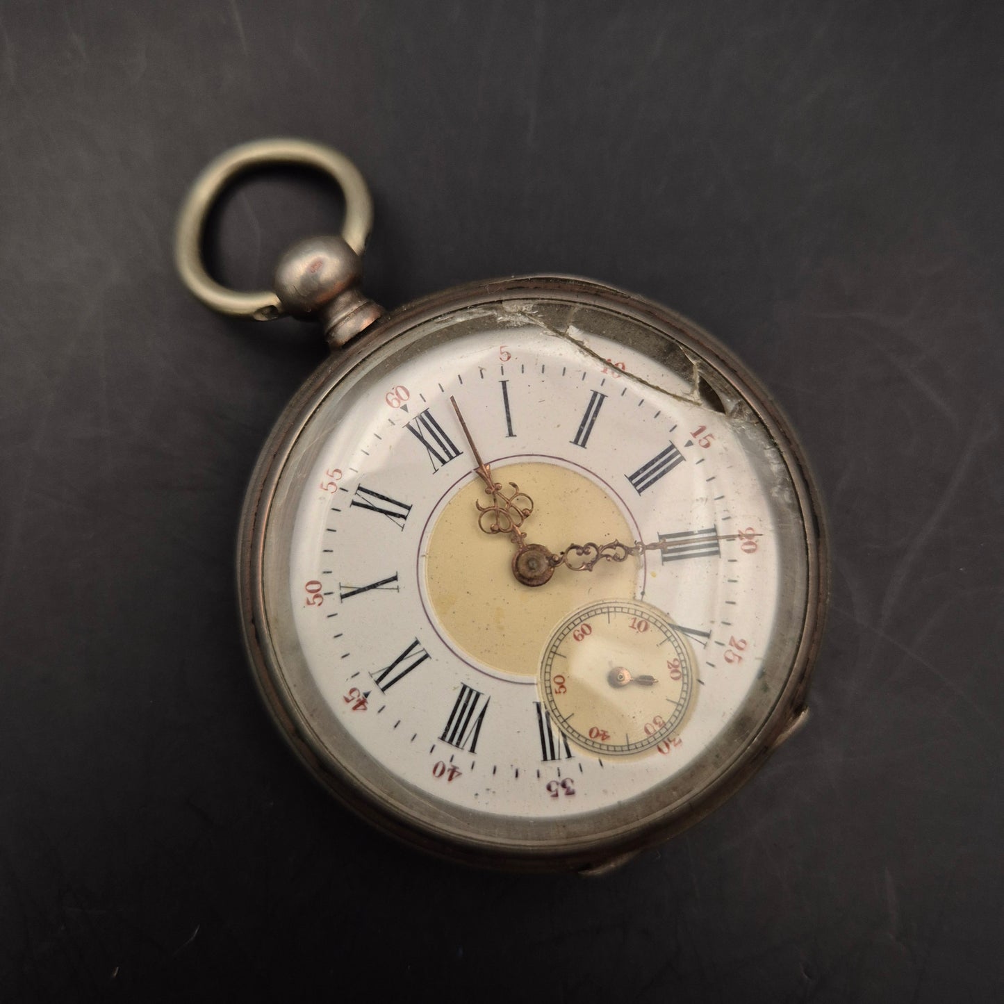 Antike Taschenuhr – Zylinderwerk mit 8 Steinen, Silbergehäuse
