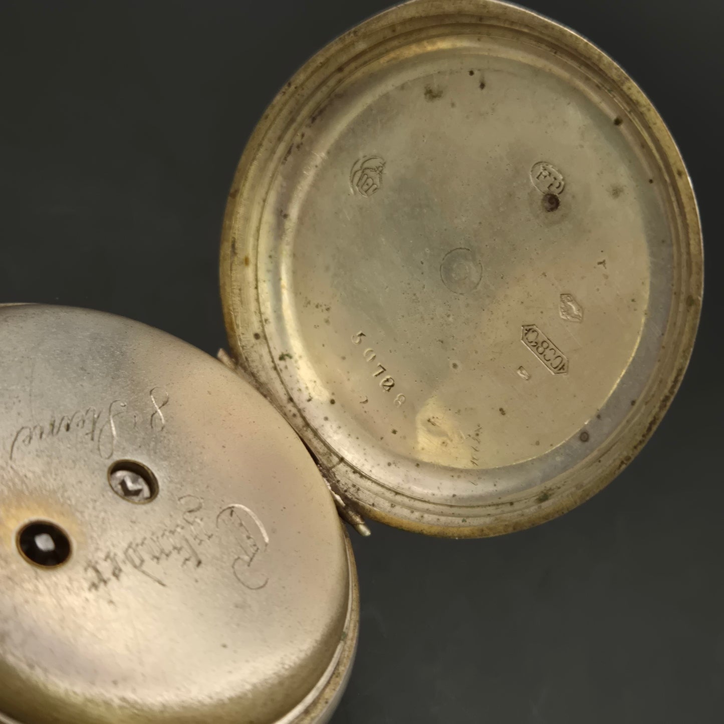 Antike Taschenuhr – Zylinderwerk mit 8 Steinen, Silbergehäuse